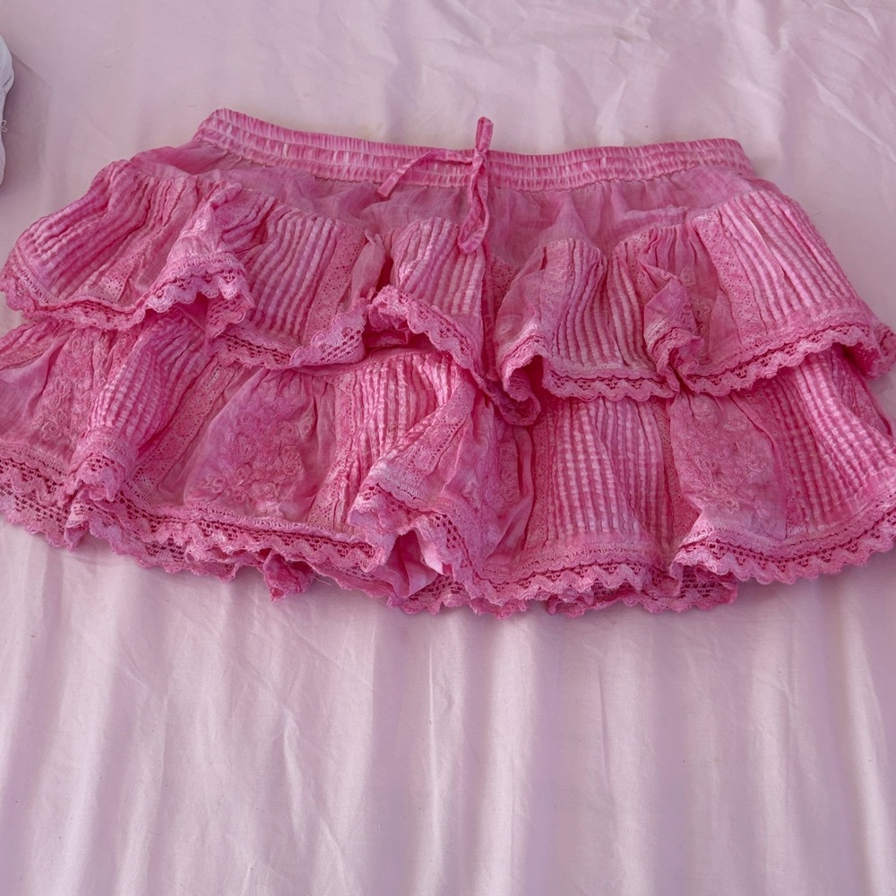 Pink Lace Ruffle Skirt by muche muchette worth 185